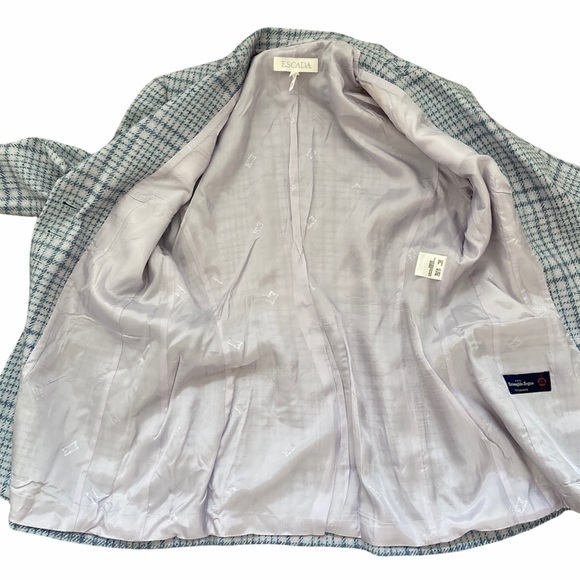 Escada 100% Cashmere Vintage Plaid Classic Button Down Blazer Jacket - Picture 8 of 16